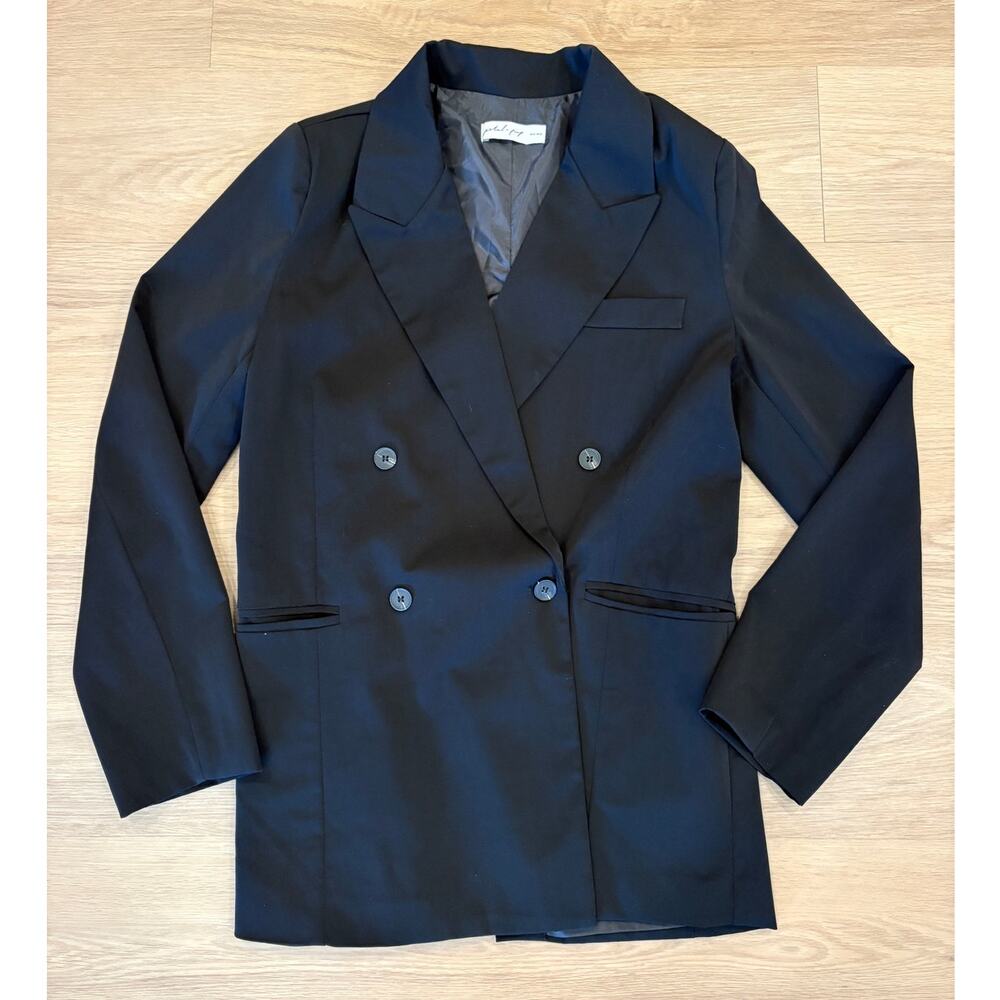 Petal & Pup black double breasted long blazer womens size XL
